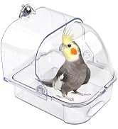 MUYG Bird Bath for Cage Transparent Bird Bathtub Hanging Portable Shower Pool No-Leakage with Sta...