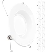 Sunco Lighting 16 Pack Retrofit LED Recessed Lighting 6 Inch, 3000K Warm White, Dimmable Can Ligh...