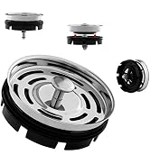CLEESINK Kitchen Sink Strainer and Stopper Combo for Standard 3-3/8 Inch Drain, 2 in 1 Use Stainl...