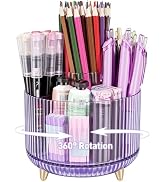 HUTUDD 360 Rotating Pen Pencil Holder for Desk, Pen Organizer with 5 Slots, Makeup Brush Holder, ...