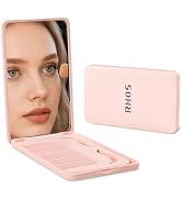 RHOS Folding Mirror with Comb, Pocket Makeup Mirror for Women and Girls, Compact & Portable for T...