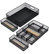 Neudeco Drawer Organizer with Two Adjustable Dividers,Mesh Desk Drawer Organizer Tray-Stackable, ...