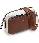 Alldaily Small Triple Zip Crossbody Purse for Women, Vegan Leather Phone Bag with Wide Shoulder S...