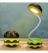 Qwifyu Cute Desk Lamp for Kids, Hamburger Small Boy Desk Lamps Rechargeable with Dimmable Touch A...