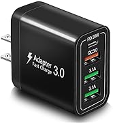 40W QC3.0 USB C Wall Charger, CARZONJX 4 Port PD+QC Power Adapter Fast Charging Blocks USB C Bric...