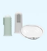 finger toothbrushes green and gray