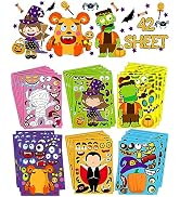 42 Sheets Halloween Party Favors Stickers for Kids, Halloween Crafts Make Your Own Halloween Stic...
