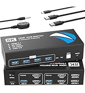8K@60Hz KVM Switch 2 Monitors 2 Computers HDMI, 4K@120Hz KVM Switches Dual Monitor with 4 USB 3.0...