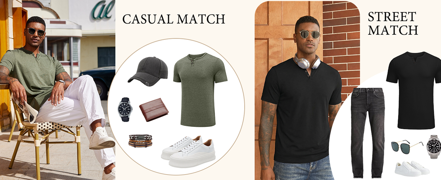 mens 2 button t shirts