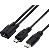 chenyang Micro USB Female to USB C & Micro USB Male Splitter Charge Extension Cable