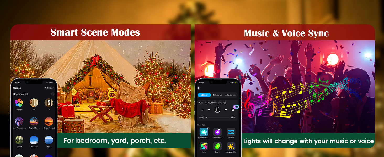 smart scene modes; music&voice sync