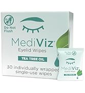 Tea Tree Eyelid Cleanser Wipes - 30 Single-Use Towelettes - Eyelash and Eyelid Wipes for Soothing...