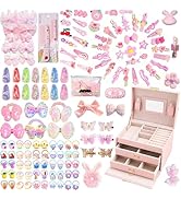 Hair Accessories Set for Girls with Jewelry Box,Hair Barrettes,Hair Clips,Elastic Hair Ties,Bands...