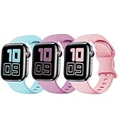 3 Pack Silicone Strap Compatible with Kids Apple Watch Band, Soft Sport Replacement Bands for iWa...