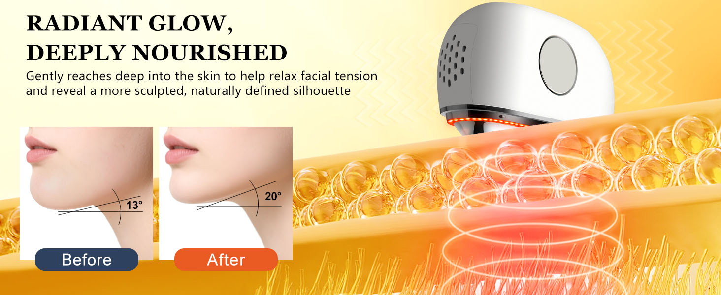 Red Light reaches deep into muscle tissue, relax facial tension and support natural contours