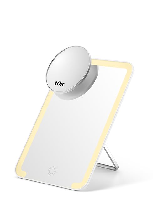 LED makeup mirror with 10X magnifier
