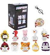 Narottl Handmade Crochet Emotional Support Plush Blind Box Mini Positive Animal Dolls with Inspir...