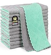 BUEDM 12 Pack Kitchen Cloth Dish Towels, 12x12 inch Soft Premium Dishcloths, Absorbent Microfiber...