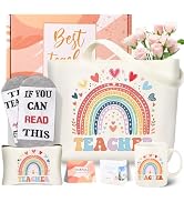 fcaylo Funny Christmas Gifts for Teacher, Canvas Tote Bag Gifts for Women Thank You Birthday Pres...