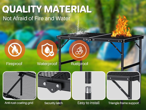 Portable outdoor grill on grass
