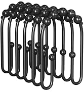 AmazerBath Black Shower Curtain Hooks, Metal Shower Curtain Rings Rust Proof, Double Sided Shower...