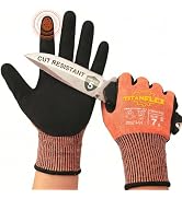 TitanFlex ANSI A5 Cut Resistant Work Gloves, Sandy Nitrile Anti-Slip Grip, 3D Comfort Fit, Breath...