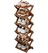 Simcat Wood Shoe Rack Foldable Shoe Organizer Shoe Storage for Small Spaces Free Standing Shelf f...