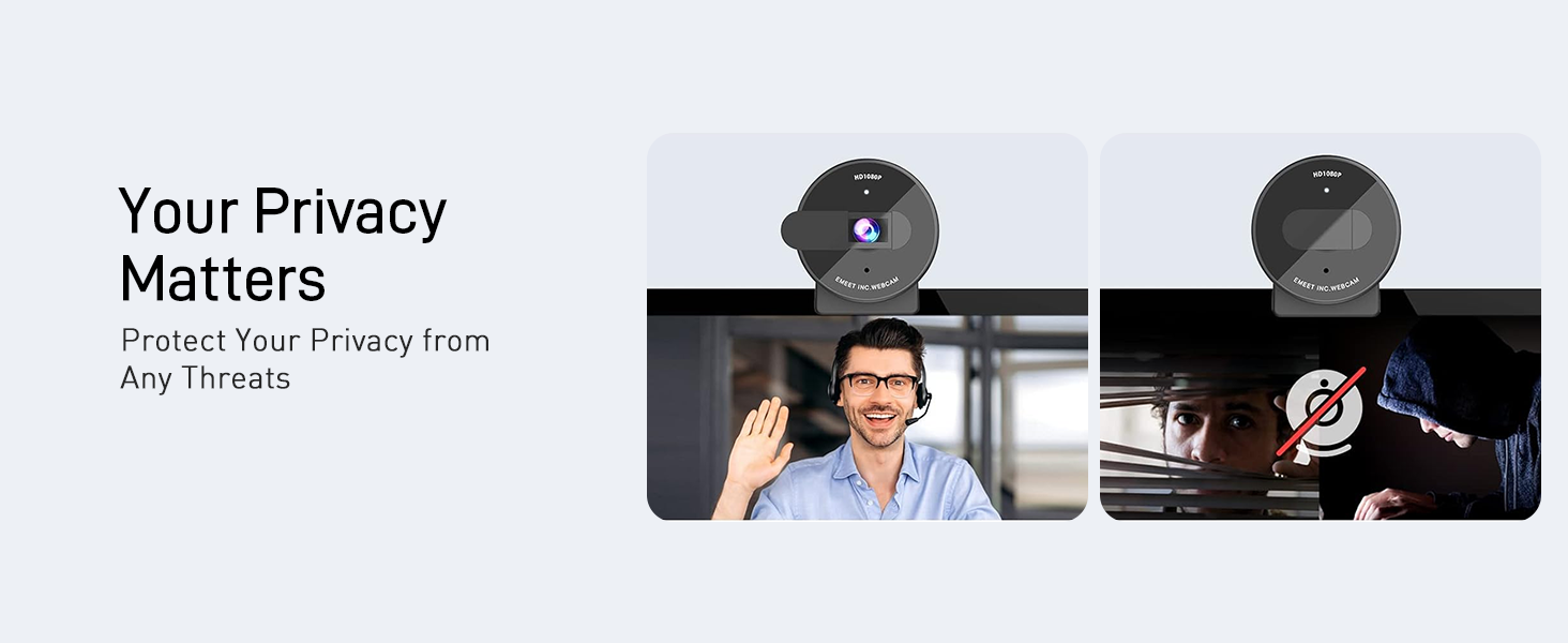 EMEET 1080P Webcam with Physical Privacy Cover