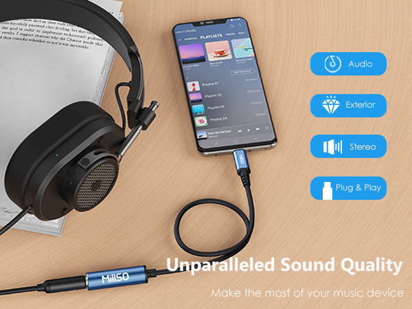 USB C to 6.35mm TRS aux audio adapter