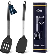 HOTEC Heat Resistant Silicone Slotted Solid Turner Spatula, Kitchen Spatula set,Cooking utensils ...