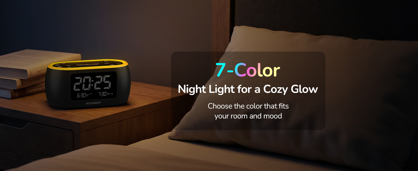 7 Color Night Light Alarm Clock