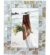 GIFTME 5 Picture Frame 5x7 Mother of Pearl Photo Frame,Beach Picture Frame Tabletop or Wall Hangi...