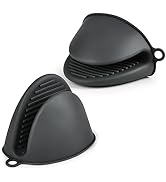 AUAUY 1 Pair Mini Silicone Oven Mitts, Heat Resistant Pot Holders Mitts, Cute Oven Pinch Grip Glo...