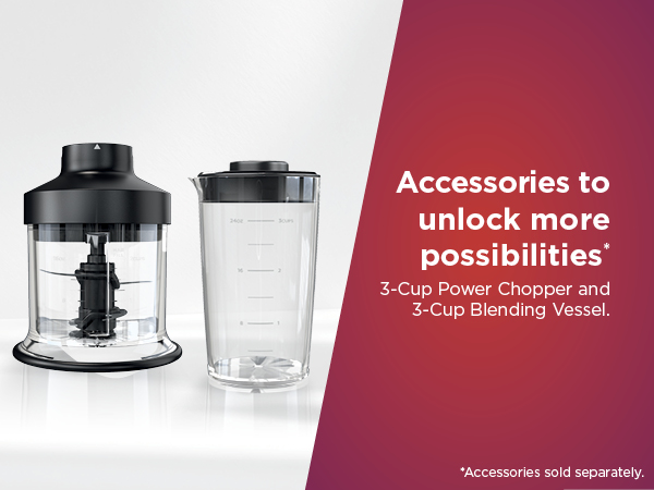 3-Cup Power Chopper and 3-Cup Blending Vessel.
