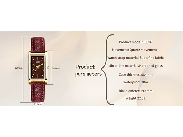 Vintage Women's Rectangle Wristwatch Classic Ladies Analog Quartz Watch