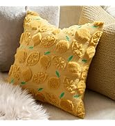 GIGIZAZA Decorative Yellow Pillow Covers 18x18, Pack of 2 Fruit Pattern Throw Pillows Cute Boho C...