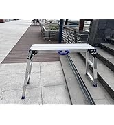 LEADALLWAY Work Platform 39"x12",50 Gear Adjustable Height 25 to 35 inches Portable Folding Alumi...