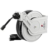 Tool Daily Retractable Pressure Washer Hose Reel 60 FT x 1/4”, Heavy Duty Power Washer Hose Reel ...