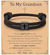 Gnamy To My Son Grandson Brother Nephew Adjustable Rop Cross Bracelet Easter Birthday Christian R...
