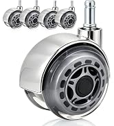 Desk Chair Wheels Replacement, 3 inch Dual Rollerblade Wheels Office Chairs Set of 5, Quiet & Smo...