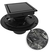 WEBANG 4 Inch Shower Square Drain Black Floor Drain with Flange Reversible 2-in-1 Cover Tile Inse...