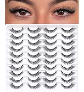 Azenlo False Eyelashes 20 Pairs Wispy Lashes Faux Mink Lashes 14mm 3D Fluffy Cat Eye Lashes (styl...