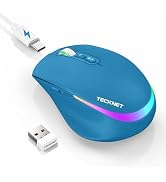 TECKNET Wireless Mouse Jiggler, Rechargeable Mouse with Built-in Mouse Mover, 6 Adjustable DPI & ...