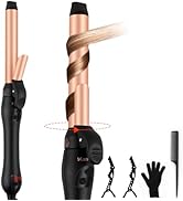 Rotating Curling Iron 1 Inch, Automatic Curling Wand for Beach Waves with Memory Mode, Get Effort...
