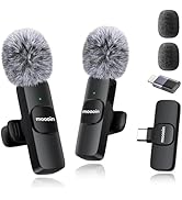 Moooin Wireless Mini Microphone for iPhone/Android:Lapel Microphone for Video Recording,Plug and ...