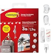 Command Hang and Decorate Kit, 6 Small Toggle Hooks, 2 Medium Utility Hooks, 4 Medium Cord Clips,...