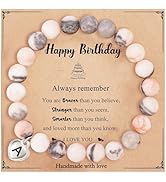 Fmeida Birthday Gifts for Women - Natural Stone Stretch Bracelets for 30th 35th 40th 45th 50th 60...
