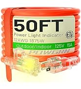 POWGRN 50 ft 12/3 Outdoor Extension Cord Waterproof Heavy Duty with Lighted Indicator End 12 Gaug...