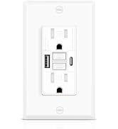 Greencycle 15 Amp GFCI Outlet with USB C & USB A Ports, 1PK Self Test GFCI Electrical Outlet Comb...