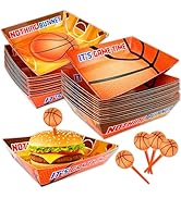 HonuGoGo Basketball Paper Food Tray Set 50 Count – Reversible Snack Trays with Matching Basketbal...